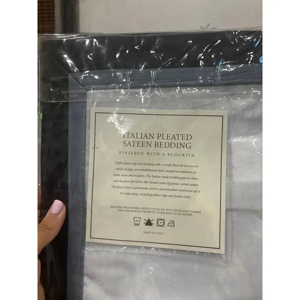 Restoration Hardware Italian Pleated Sateen Bedding Budoir Pillow Sham NWT 12X18
